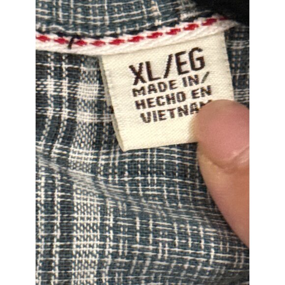 Original Weatherproof Vintage Mens Short-Sleeve Plaid Button-Up Shirt XL Blue Gr - Picture 3 of 7